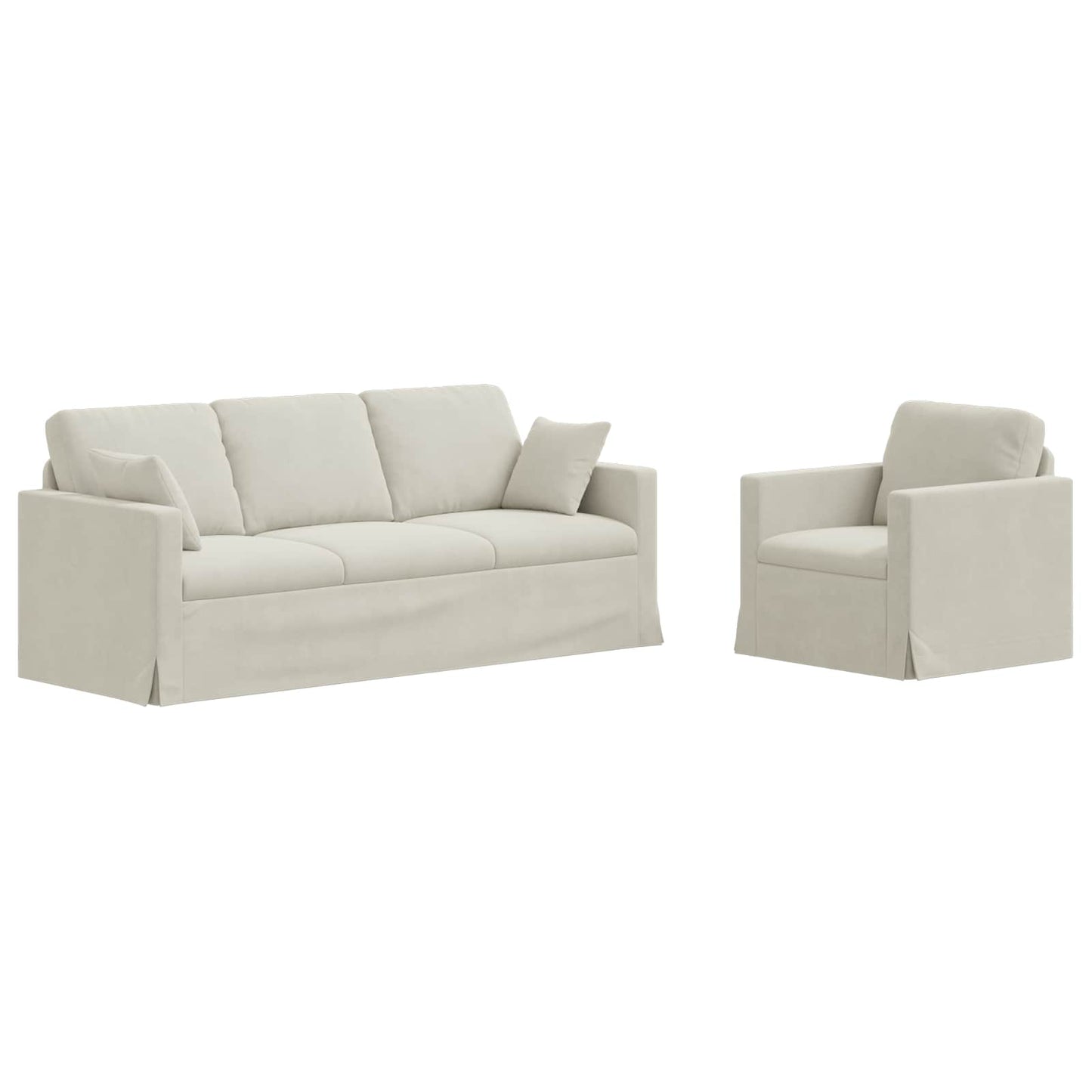 Kanapé Szett 2 pcs Krém 198 x 78 x 80 cm Bársony