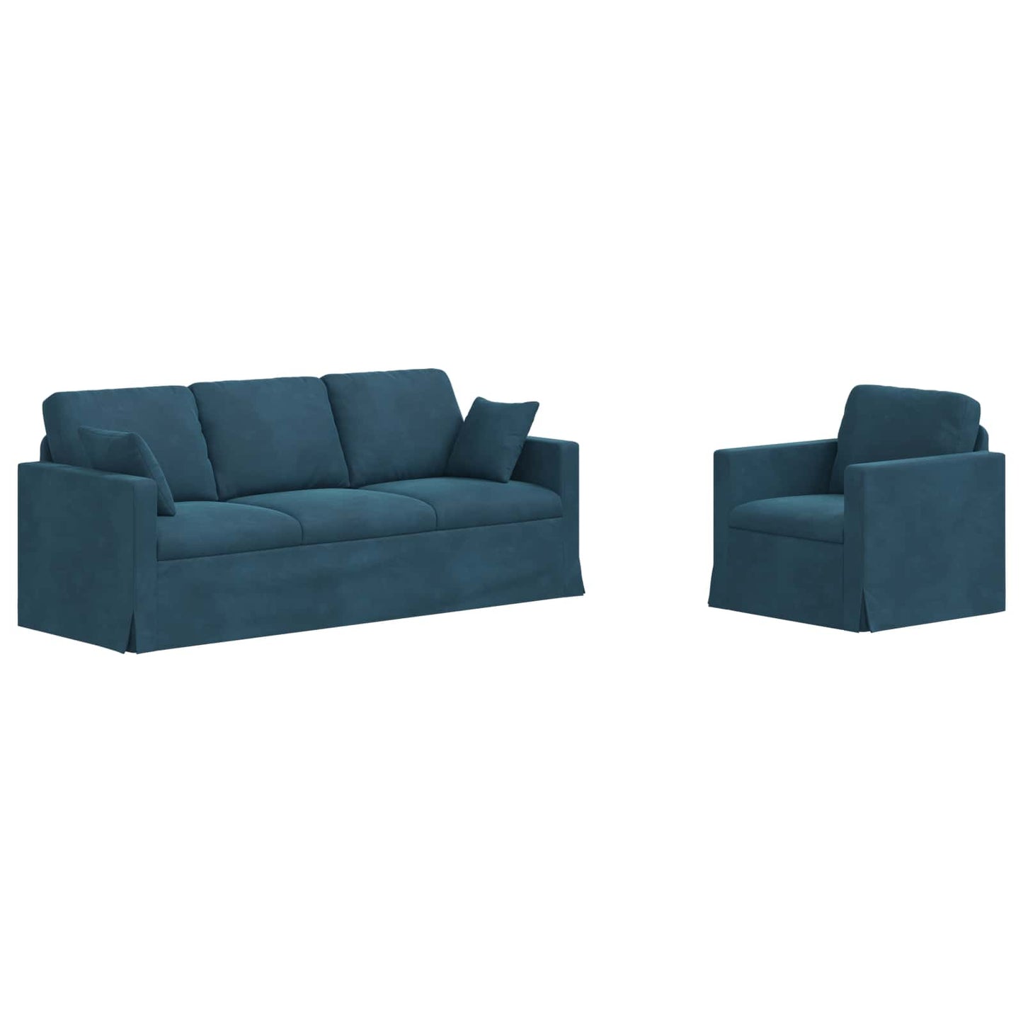 Kanapé Szett 2 pcs Kék 198 x 78 x 80 cm Bársony