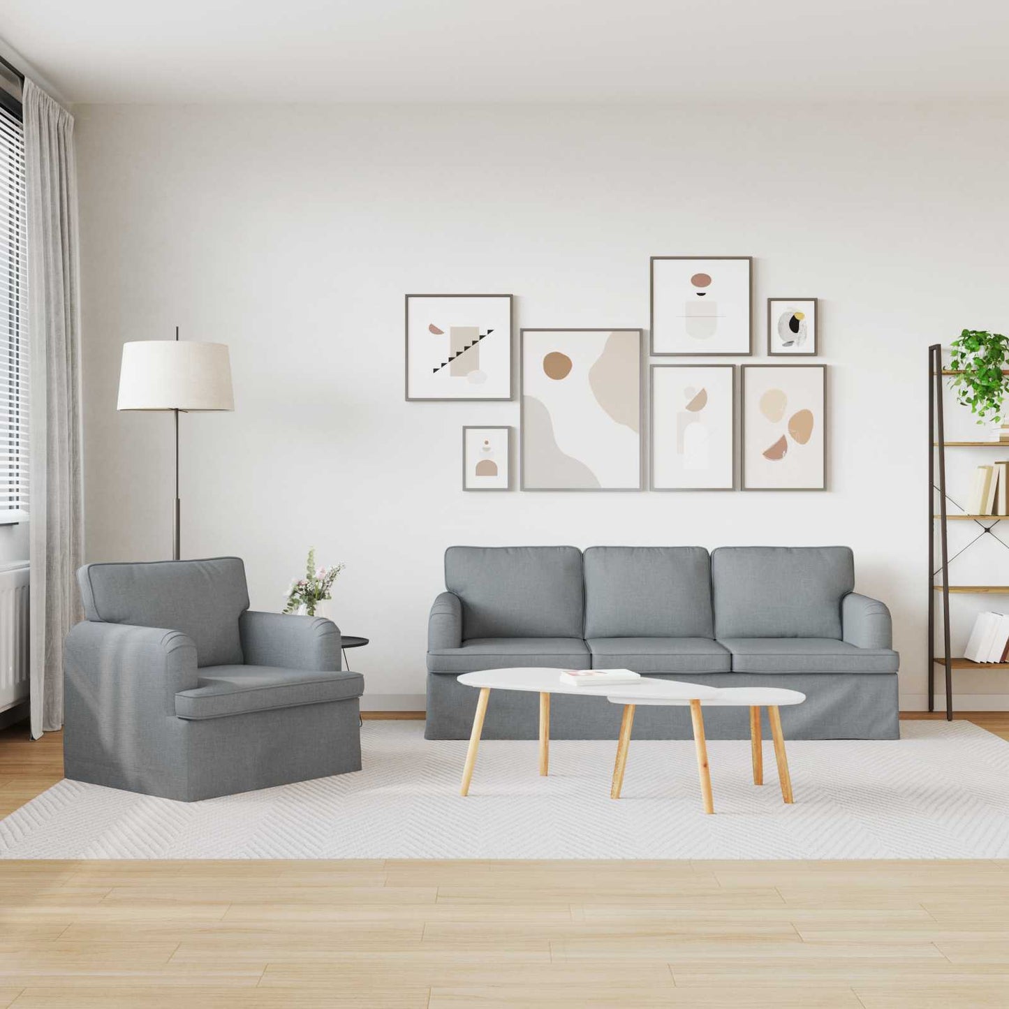 Kanapé Szett 2 pcs Világosszürke 201 x 80 x 85 cm szövet
