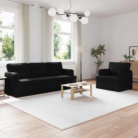 Kanapé Szett 2 pcs Fekete 201 x 80 x 85 cm szövet