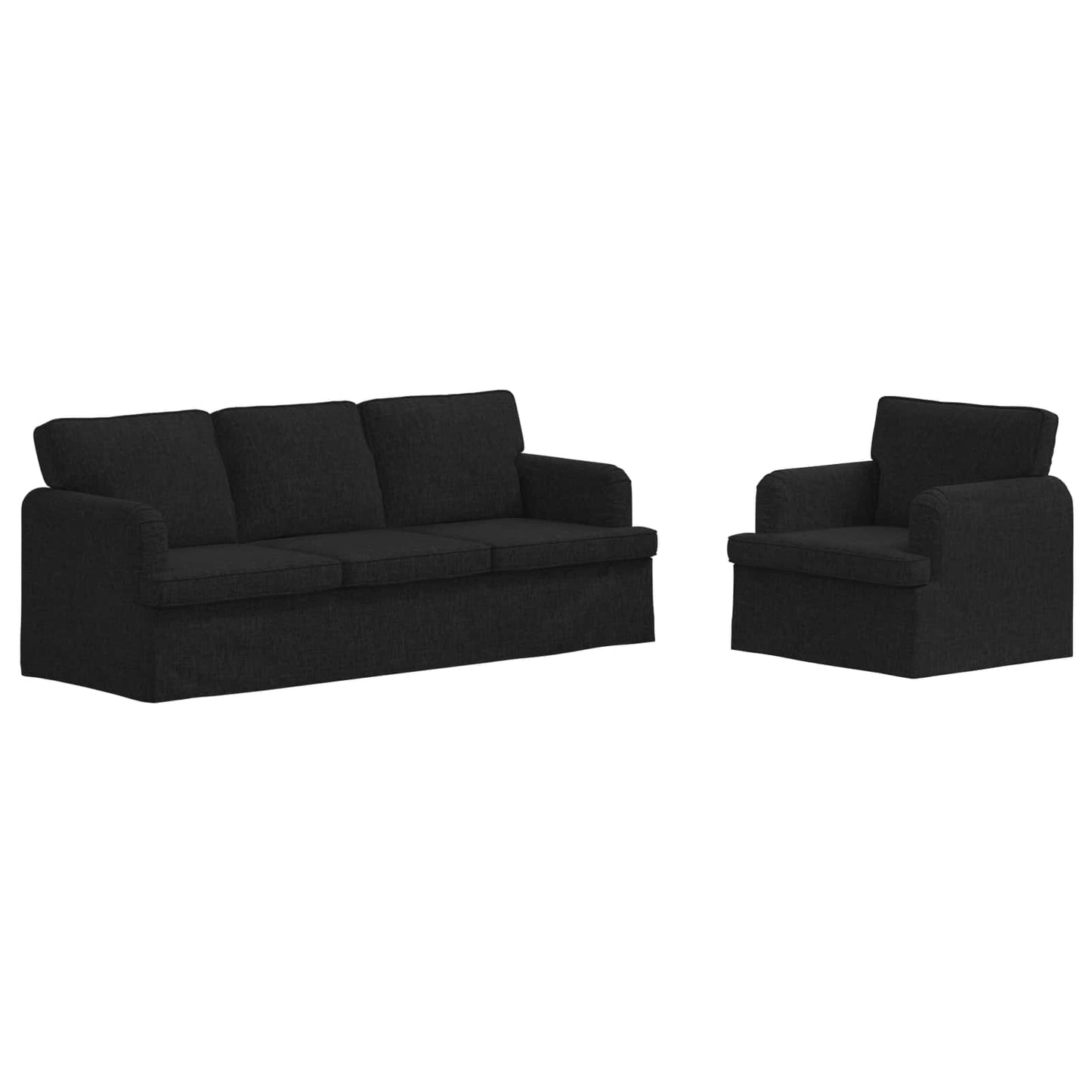 Kanapé Szett 2 pcs Fekete 201 x 80 x 85 cm szövet