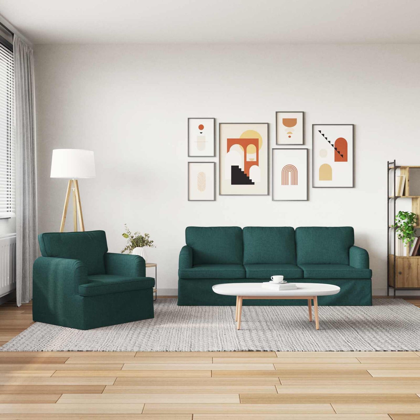 Kanapé Szett 2 pcs Sötétzöld 201 x 80 x 85 cm szövet