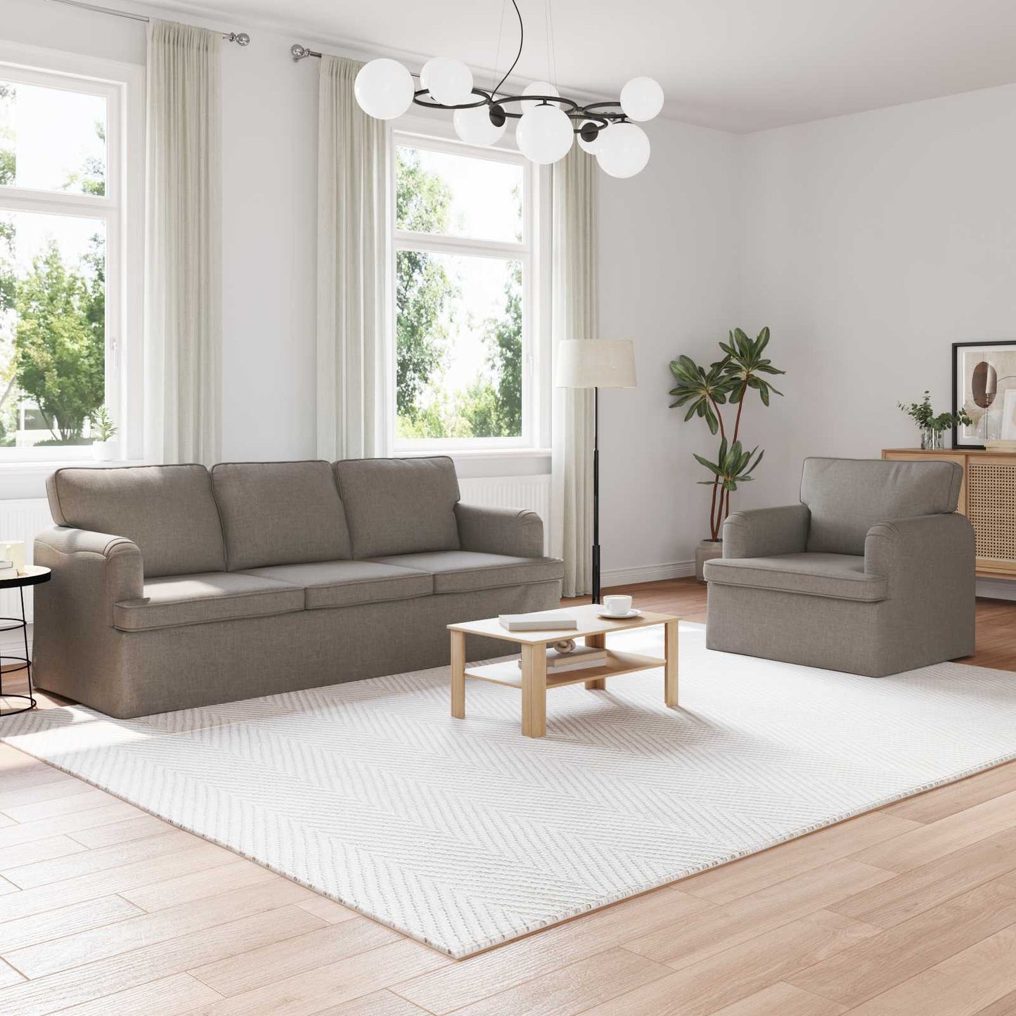 Kanapé Szett 2 pcs Tópszínű 201 x 80 x 85 cm szövet