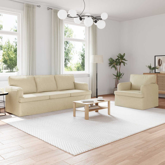 Kanapé Szett 2 pcs Krém 201 x 80 x 85 cm szövet