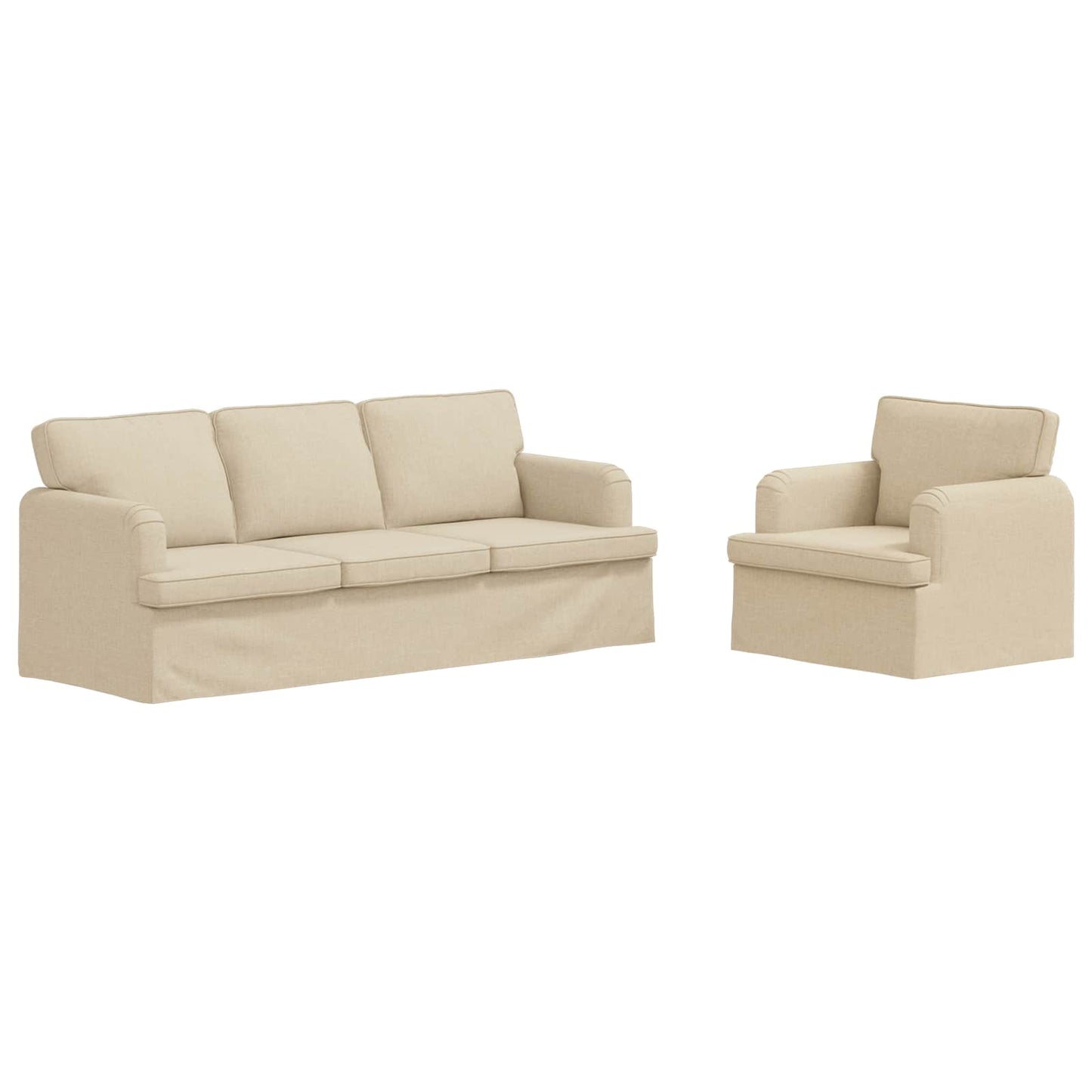Kanapé Szett 2 pcs Krém 201 x 80 x 85 cm szövet