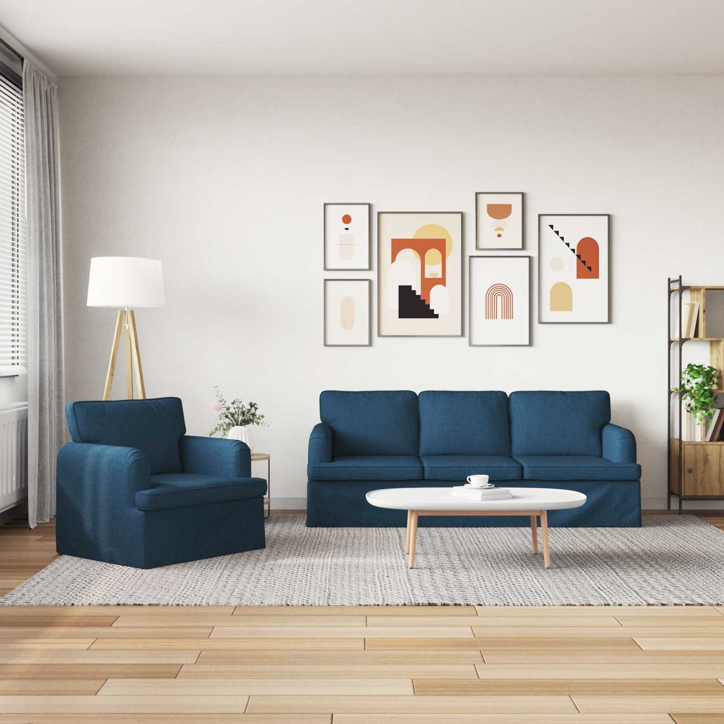 Kanapé Szett 2 pcs Kék 201 x 80 x 85 cm szövet