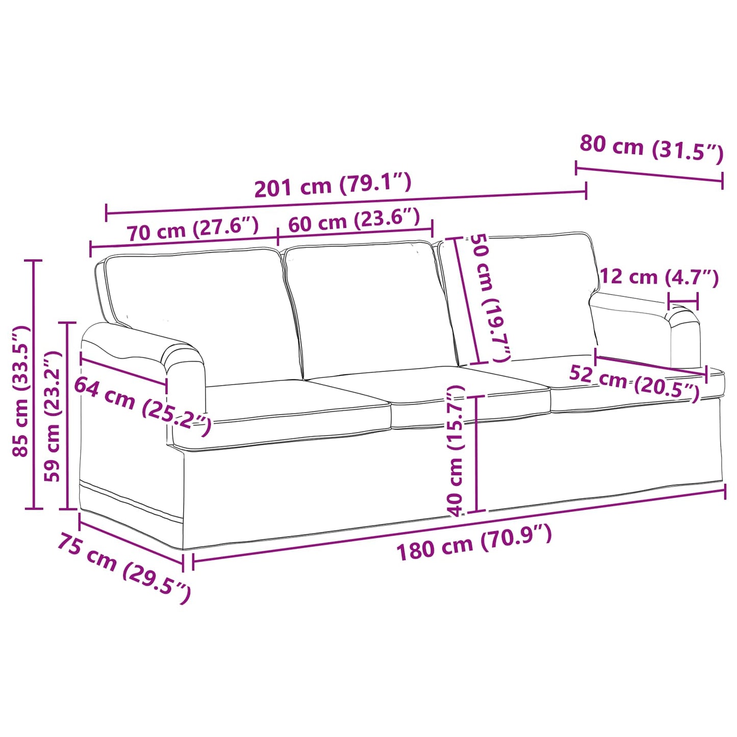 Kanapé Szett 2 pcs Kék 201 x 80 x 85 cm szövet