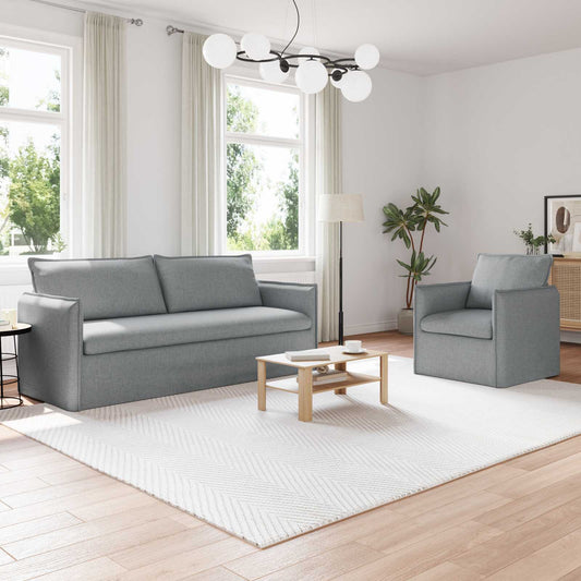 Kanapé Szett 2 pcs Világosszürke 196 x 82 x 85 cm Szövet