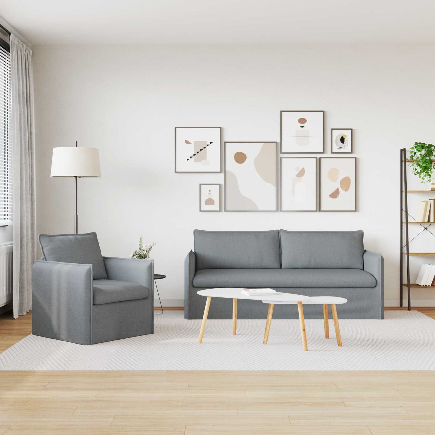 Kanapé Szett 2 pcs Világosszürke 196 x 82 x 85 cm Szövet