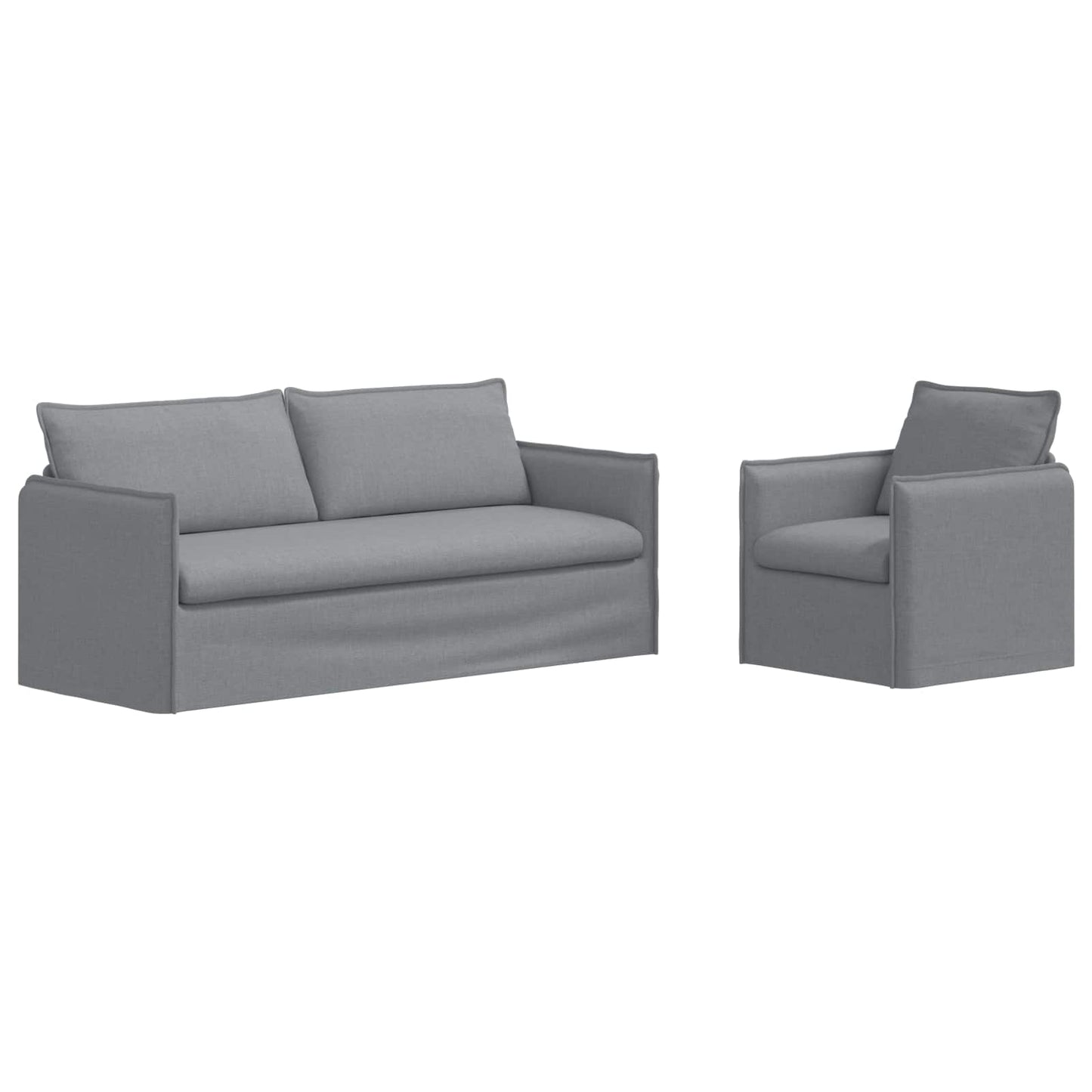 Kanapé Szett 2 pcs Világosszürke 196 x 82 x 85 cm Szövet