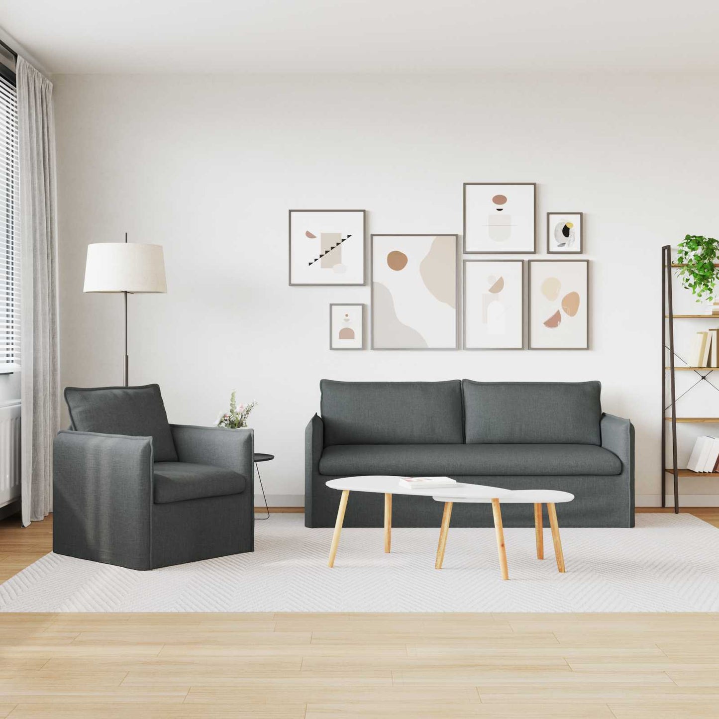 Kanapé Szett 2 pcs Sötétszürke 196 x 82 x 85 cm Szövet