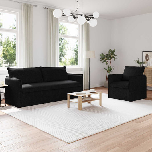 Kanapé Szett 2 pcs Fekete 196 x 82 x 85 cm Szövet