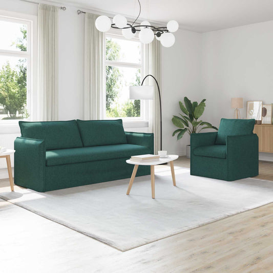 Kanapé Szett 2 pcs Sötétzöld 196 x 82 x 85 cm Szövet