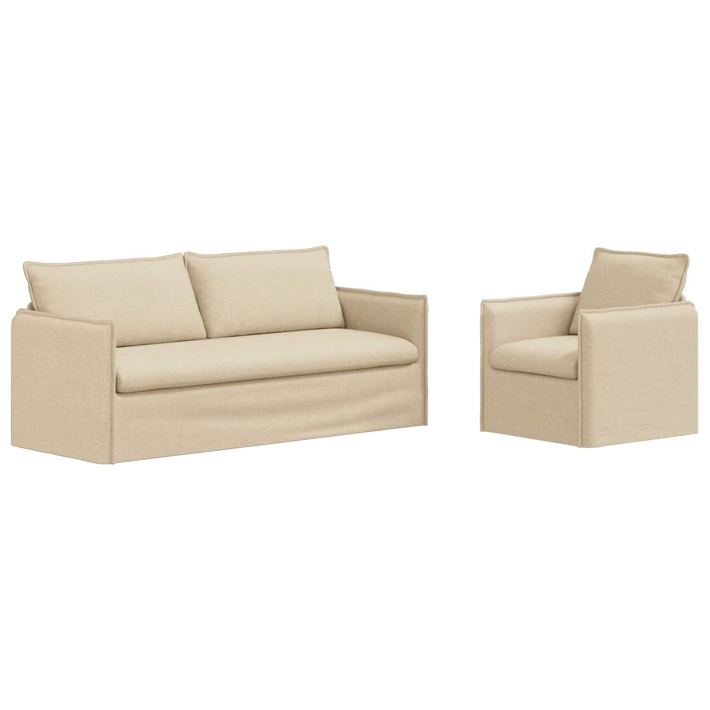 Kanapé Szett 2 pcs Krémszínű 196 x 82 x 85 cm Szövet