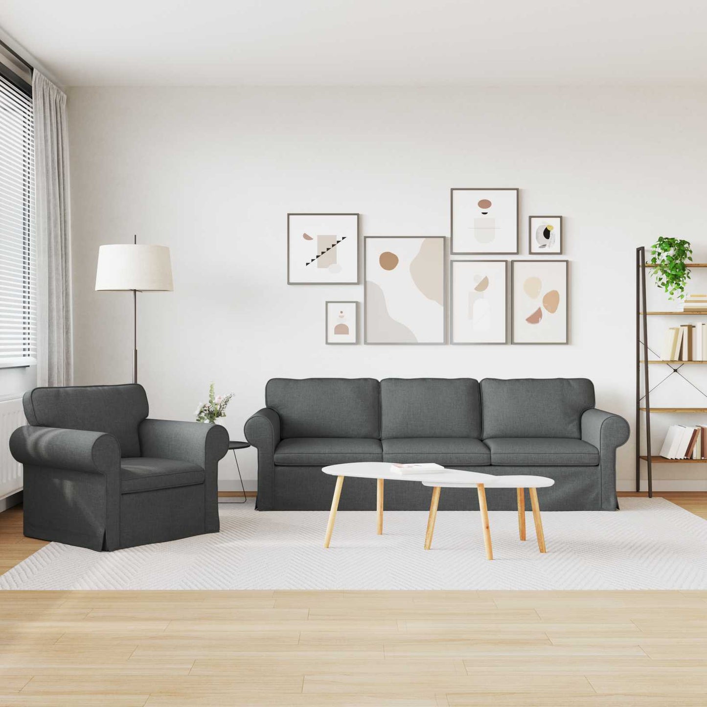 Kanapé Szett 2 pcs Sötétszürke 245 x 82 x 80 cm szövet