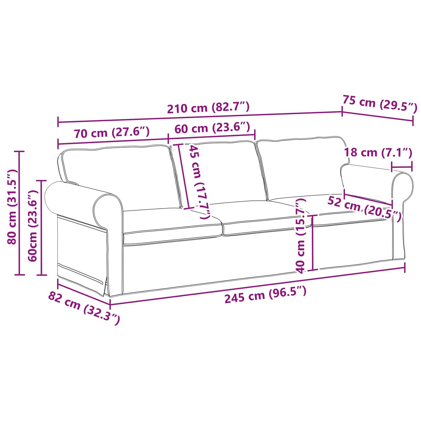 Kanapé Szett 2 pcs Sötétszürke 245 x 82 x 80 cm szövet