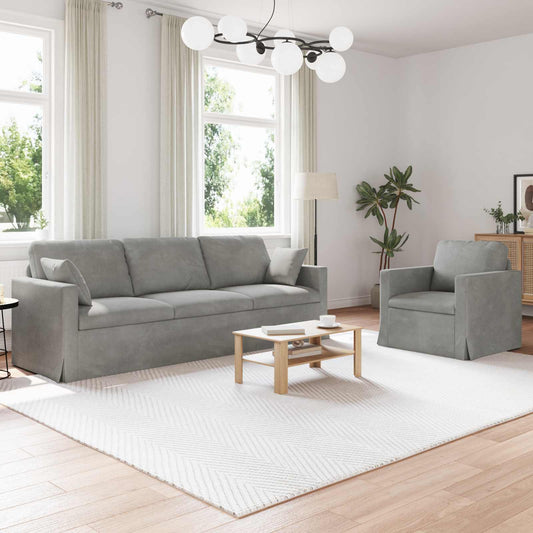 Kanapé Szett 2 pcs Világosszürke 228 x 78 x 80 cm Bársony