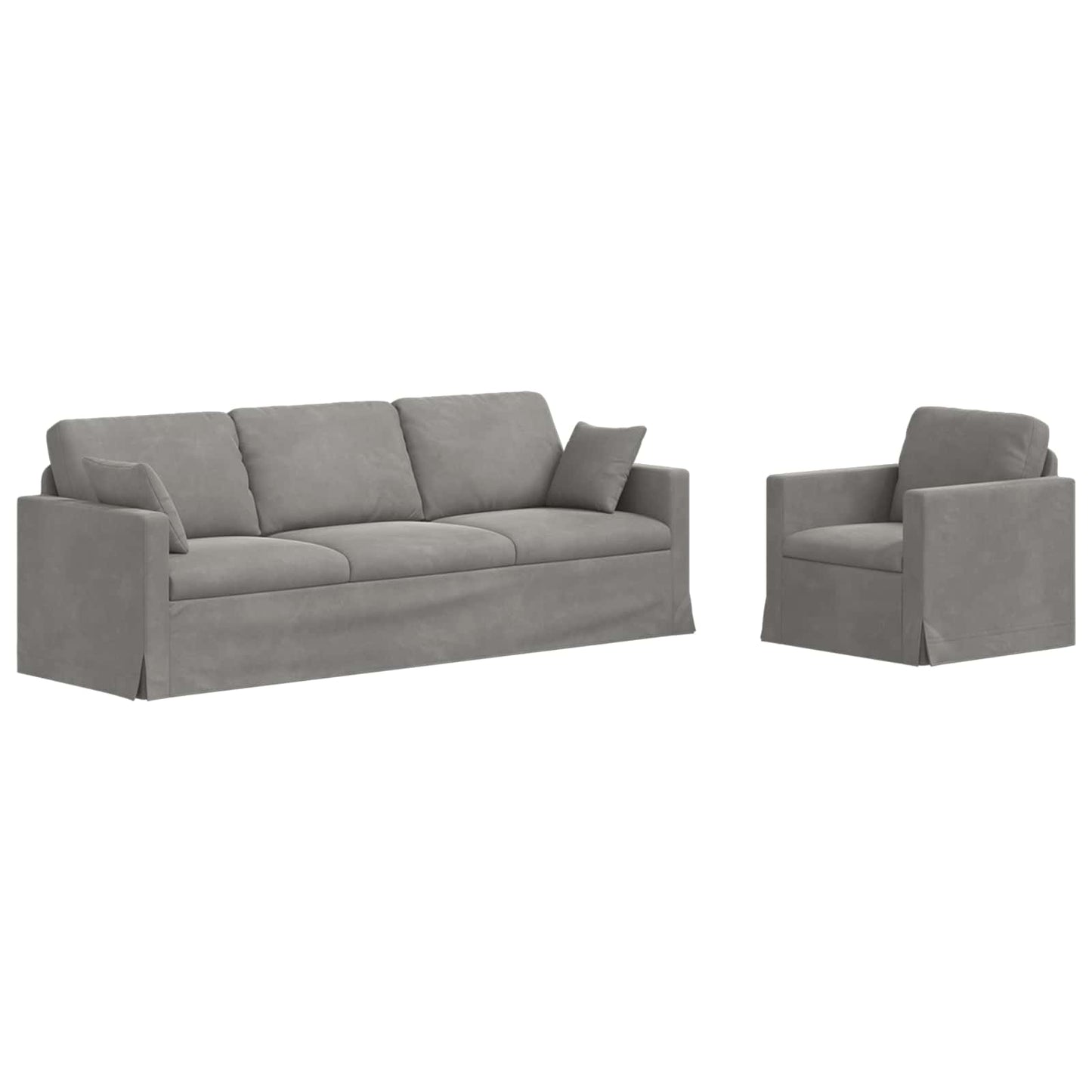 Kanapé Szett 2 pcs Világosszürke 228 x 78 x 80 cm Bársony