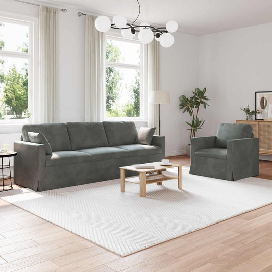 Kanapé Szett 2 pcs Sötétszürke 228 x 78 x 80 cm Bársony