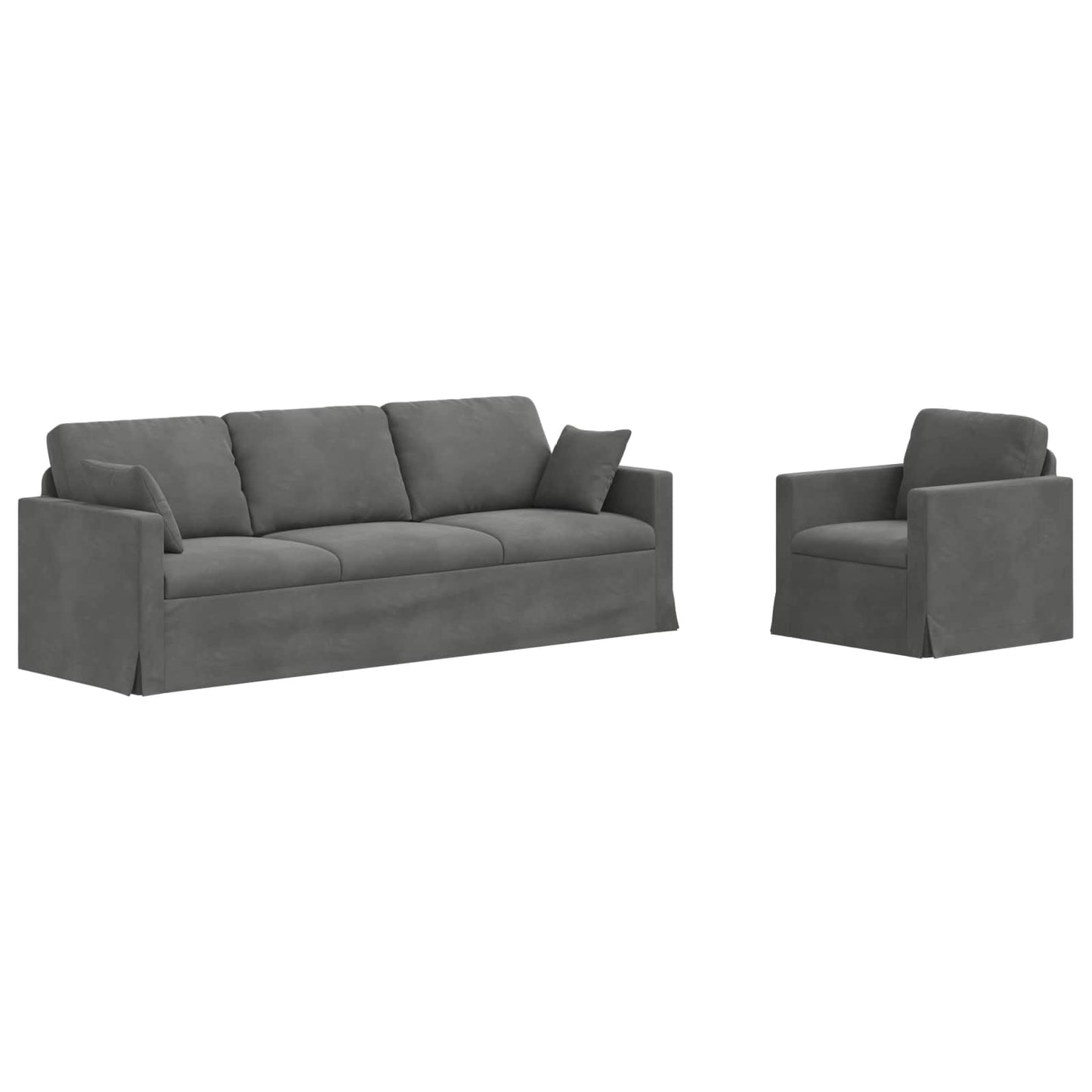 Kanapé Szett 2 pcs Sötétszürke 228 x 78 x 80 cm Bársony
