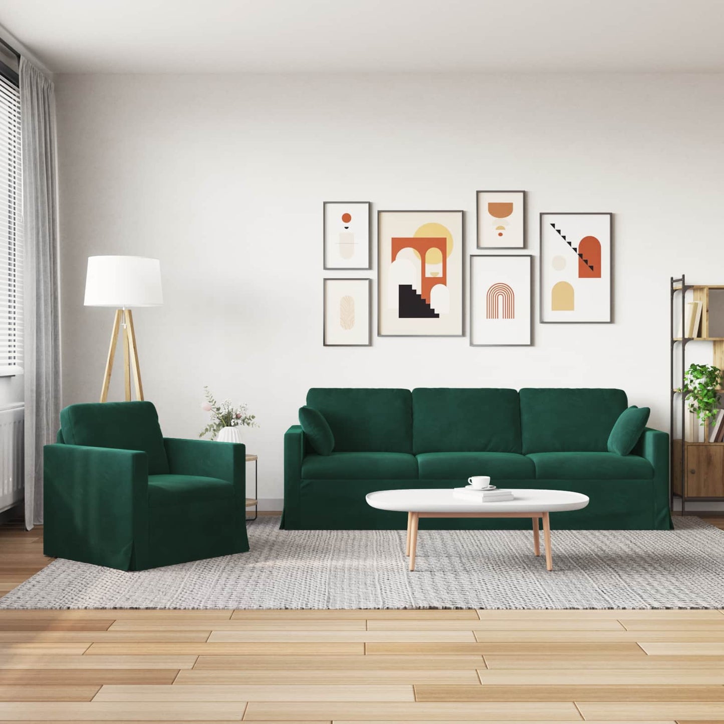 Kanapé Szett 2 pcs Sötétzöld 228 x 78 x 80 cm Bársony