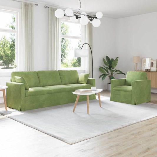 Kanapé Szett 2 pcs Világos zöld 228 x 78 x 80 cm Bársony
