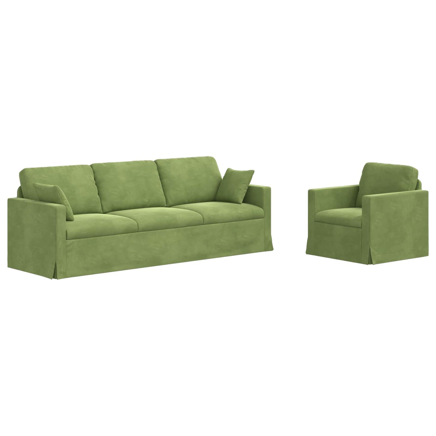 Kanapé Szett 2 pcs Világos zöld 228 x 78 x 80 cm Bársony