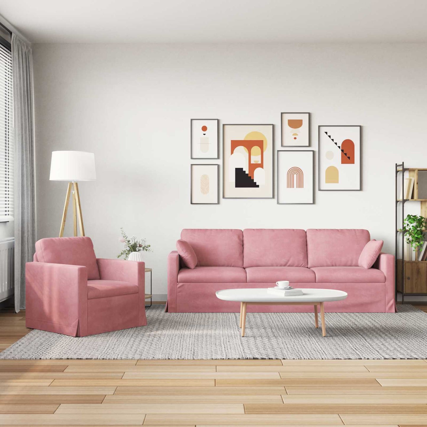 Kanapé Szett 2 pcs Rózsaszín 228 x 78 x 80 cm Bársony