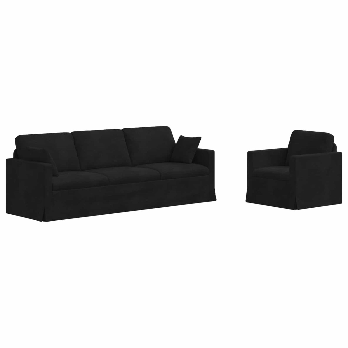 Kanapé Szett 2 pcs Fekete Bársony