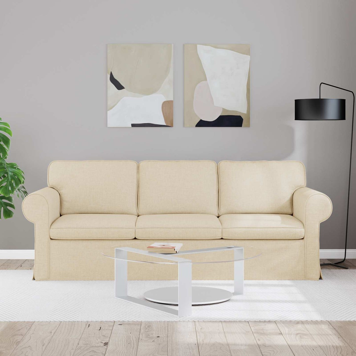Kanapé Krém 215 x 82 x 80 cm szövet