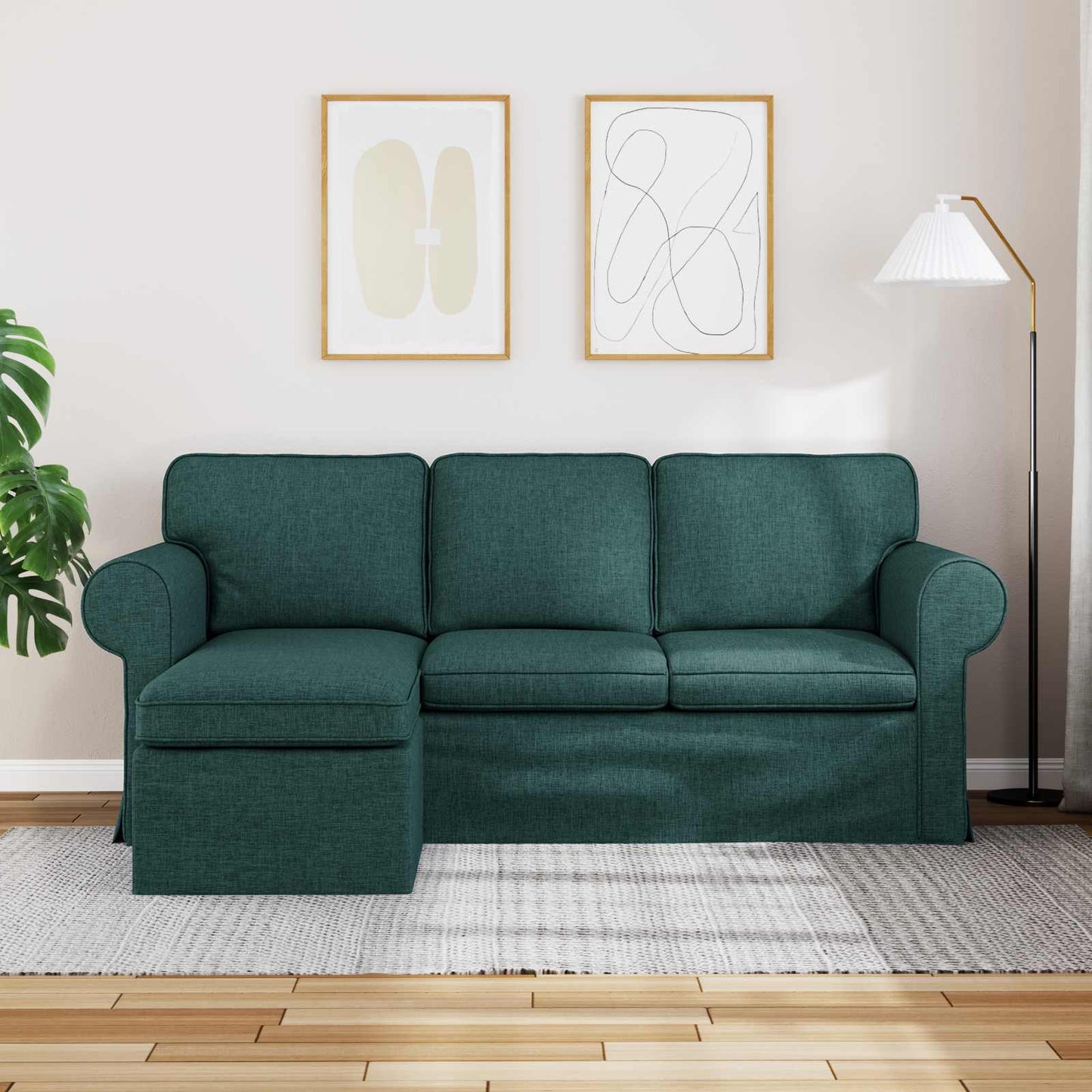Kanapé Sötétzöld 195 x 138 x 80 cm szövet