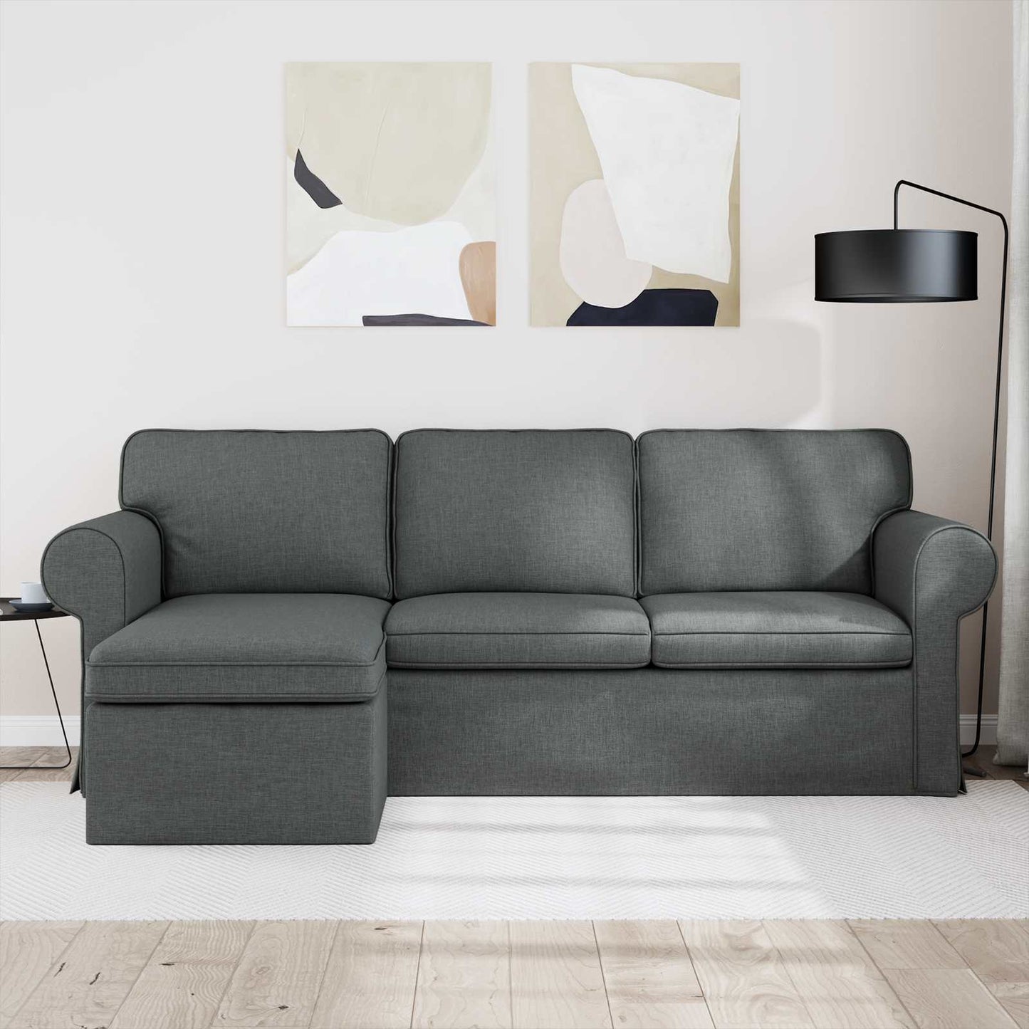 Kanapé Sötétszürke 215 x 138 x 80 cm szövet