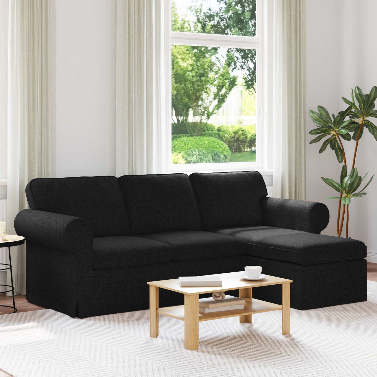 Kanapé Fekete 215 x 138 x 80 cm szövet