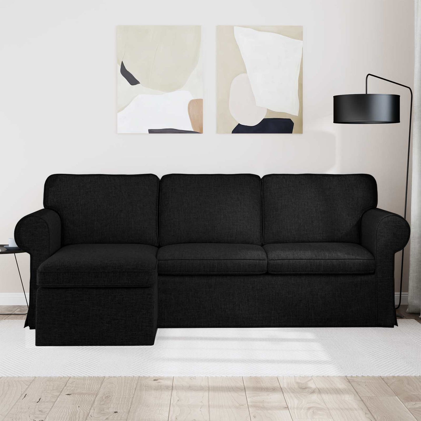 Kanapé Fekete 215 x 138 x 80 cm szövet