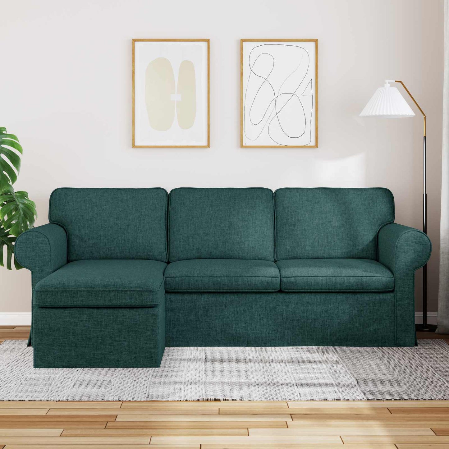 Kanapé Sötétzöld 215 x 138 x 80 cm szövet
