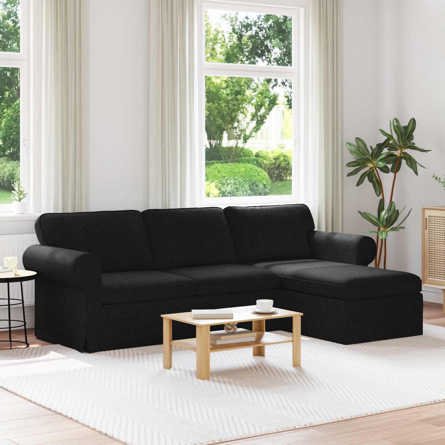 Kanapé Fekete 245 x 138 x 80 cm szövet