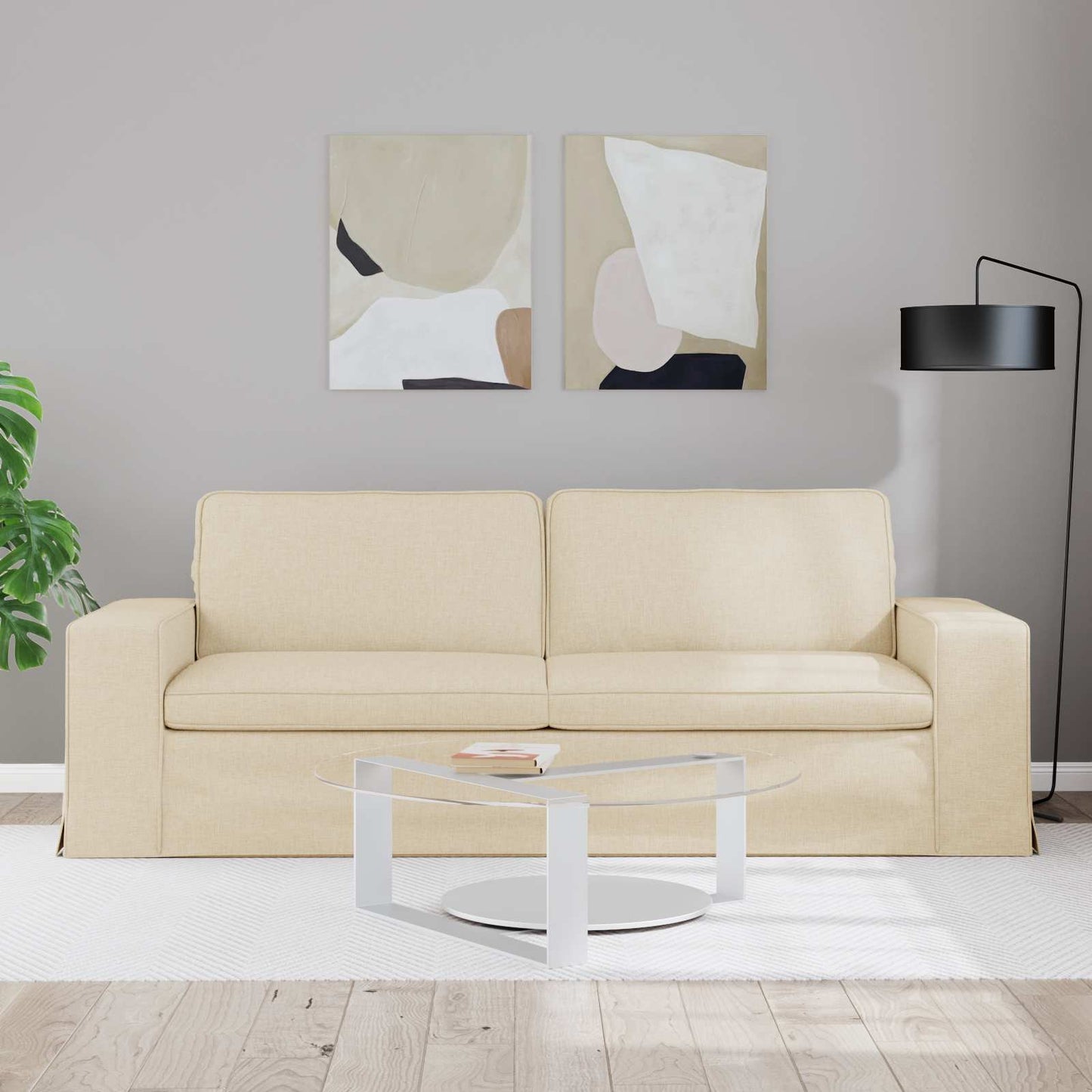 Kanapé Krém 222 x 80 x 82 cm szövet