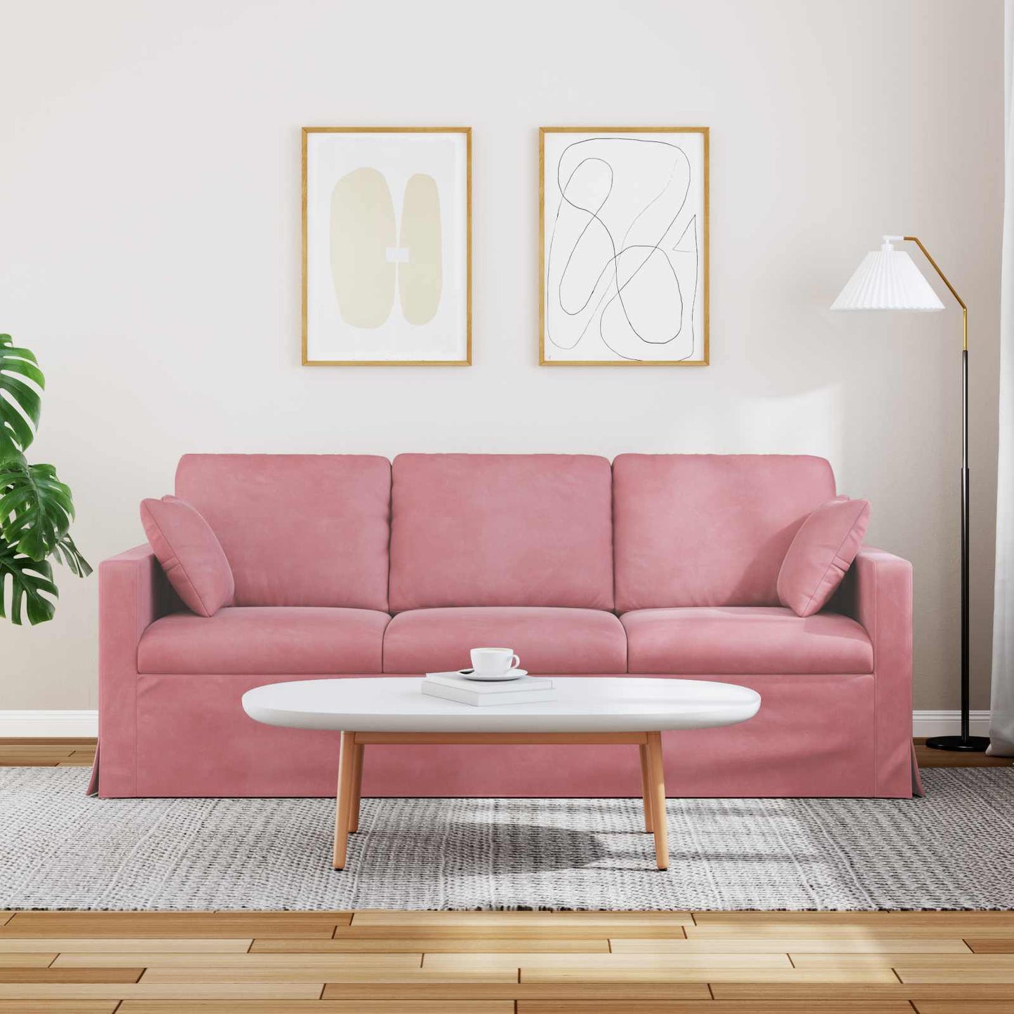 Kanapé Rózsaszín 198 x 78 x 80 cm Bársony