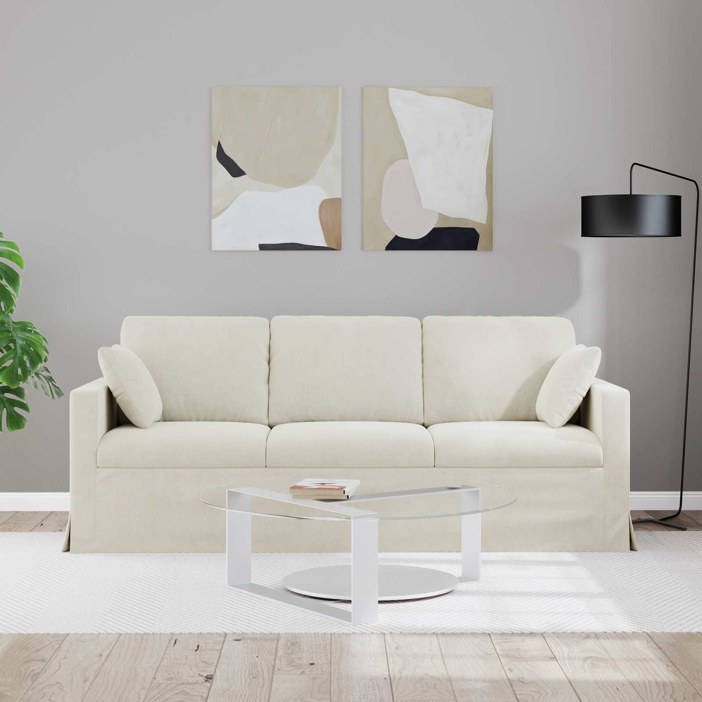 Kanapé Krém 198 x 78 x 80 cm Bársony