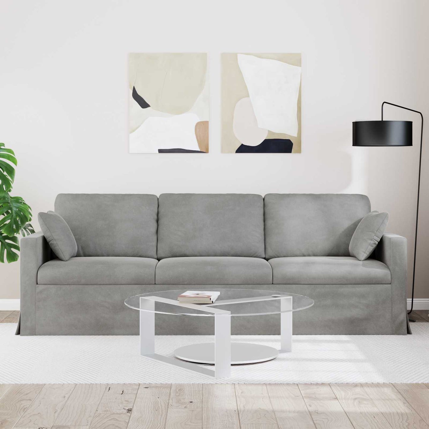 Kanapé Világosszürke 228 x 78 x 80 cm Bársony