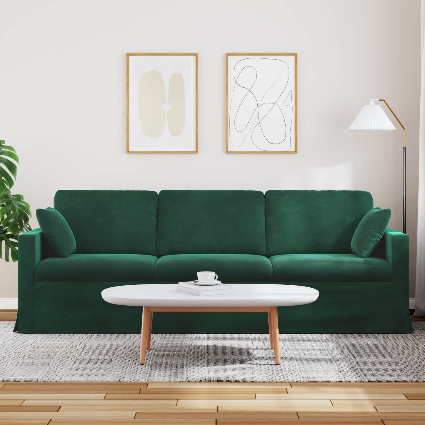 Kanapé Sötétzöld 228 x 78 x 80 cm Bársony