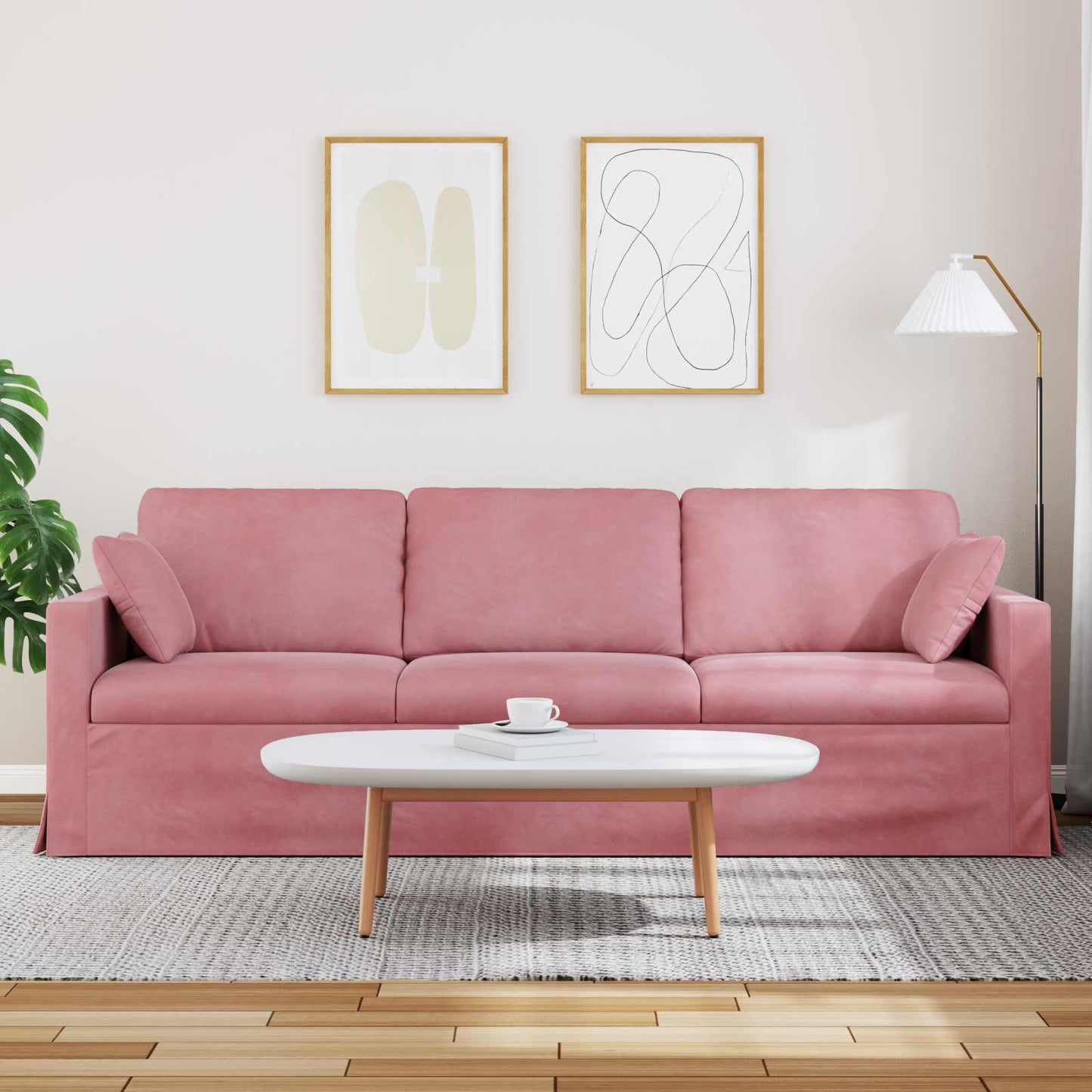Kanapé Rózsaszín 228 x 78 x 80 cm Bársony