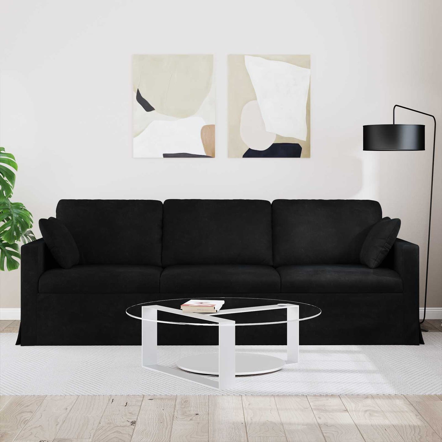 Kanapé Fekete 228 x 78 x 80 cm Bársony