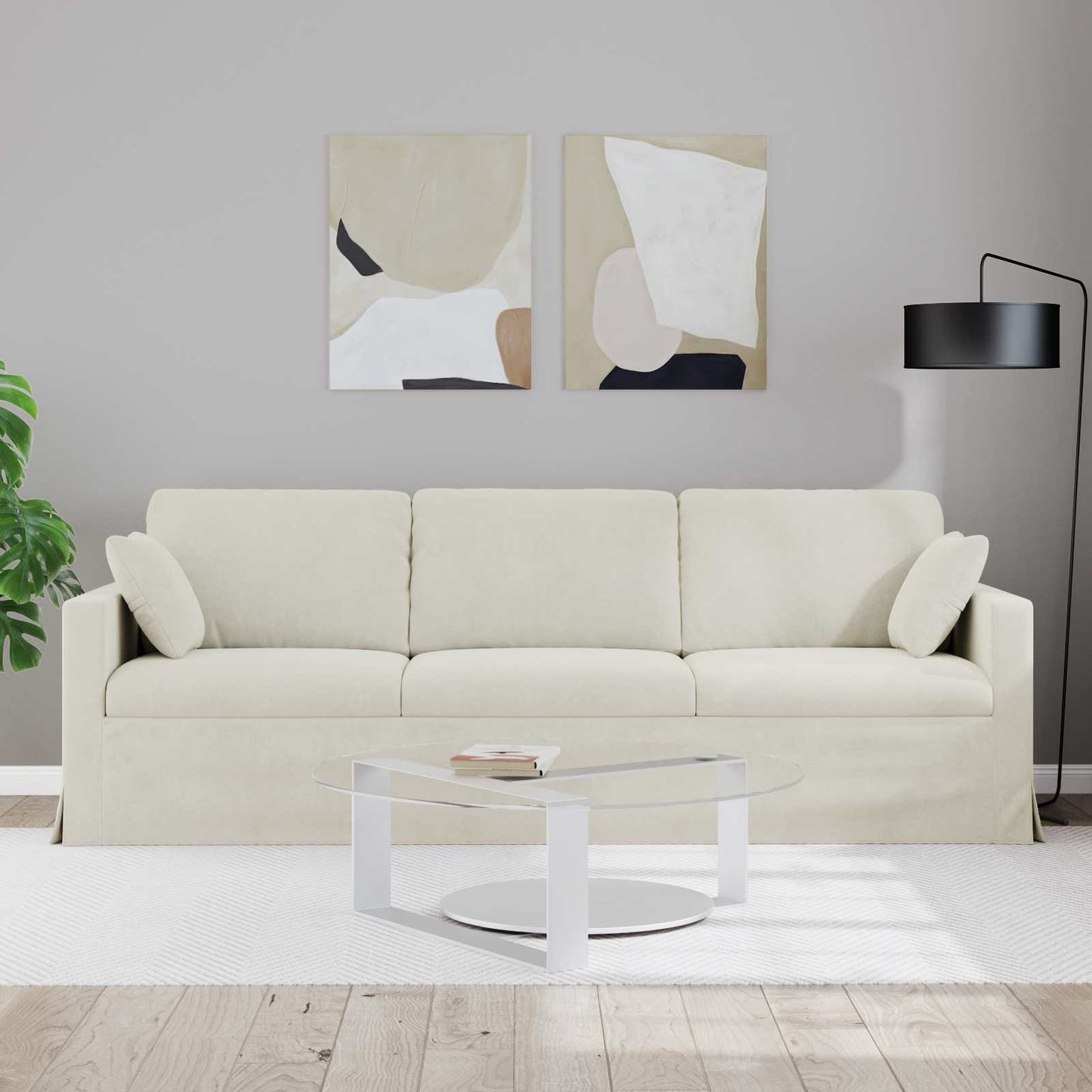 Kanapé Krém 228 x 78 x 80 cm Bársony