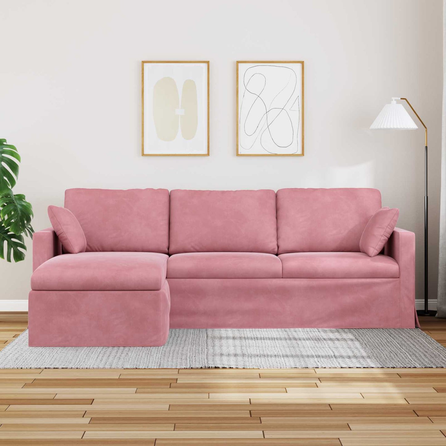 Kanapé Rózsaszín 228 x 134 x 80 cm Bársony