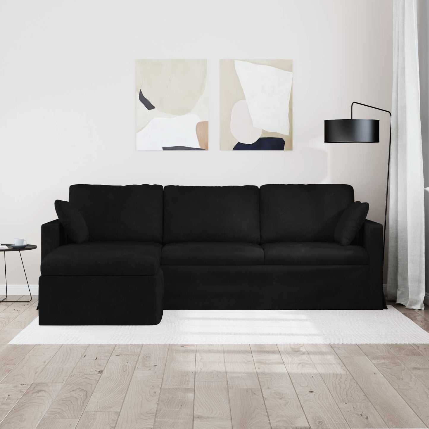 Kanapé Fekete 228 x 134 x 80 cm Bársony