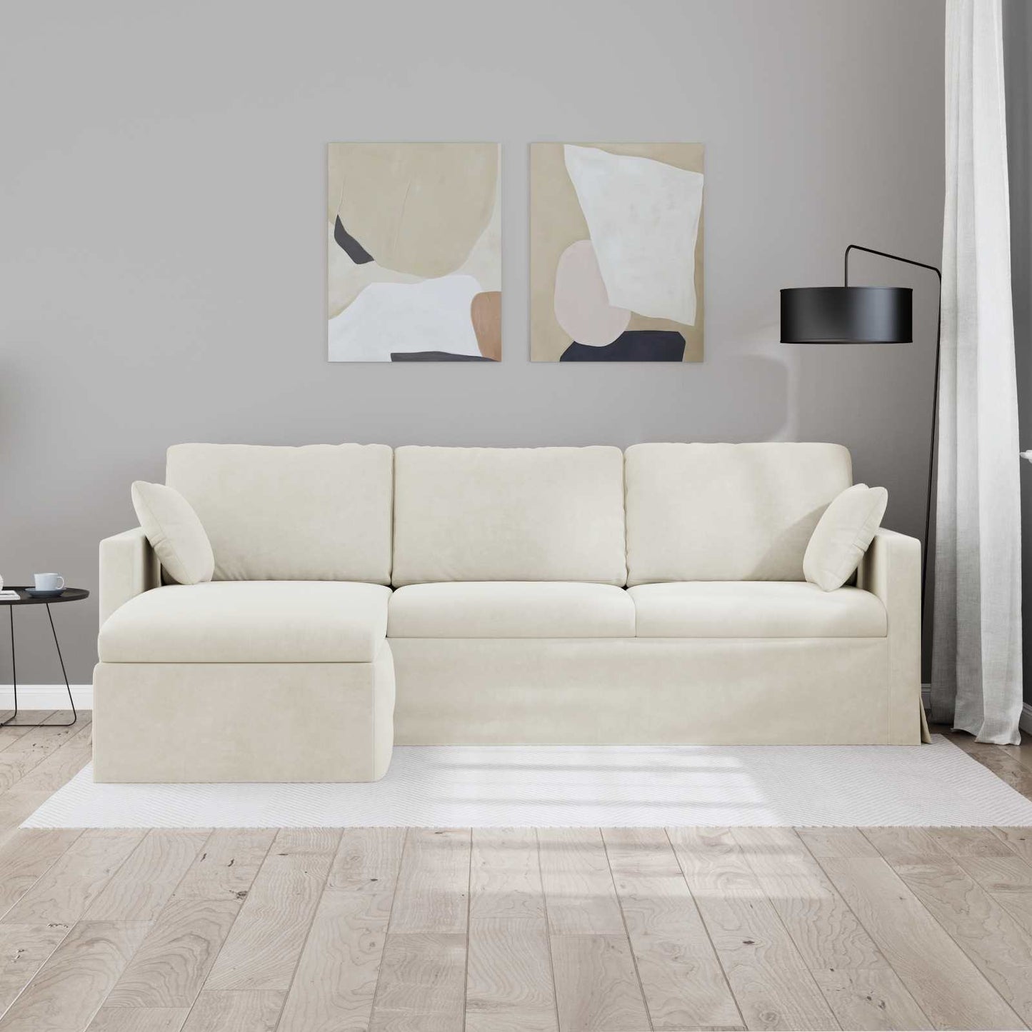 Kanapé Krém 228 x 134 x 80 cm Bársony
