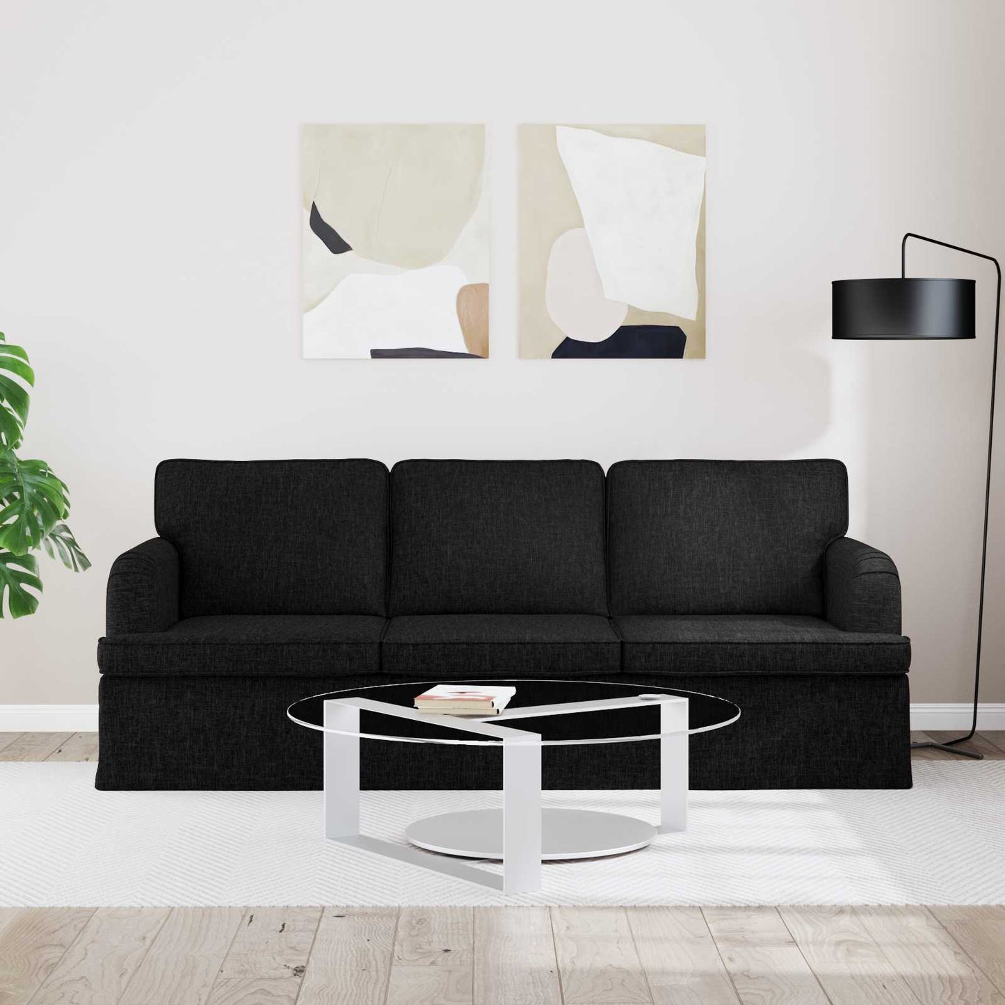 Kanapé Fekete 201 x 80 x 85 cm szövet