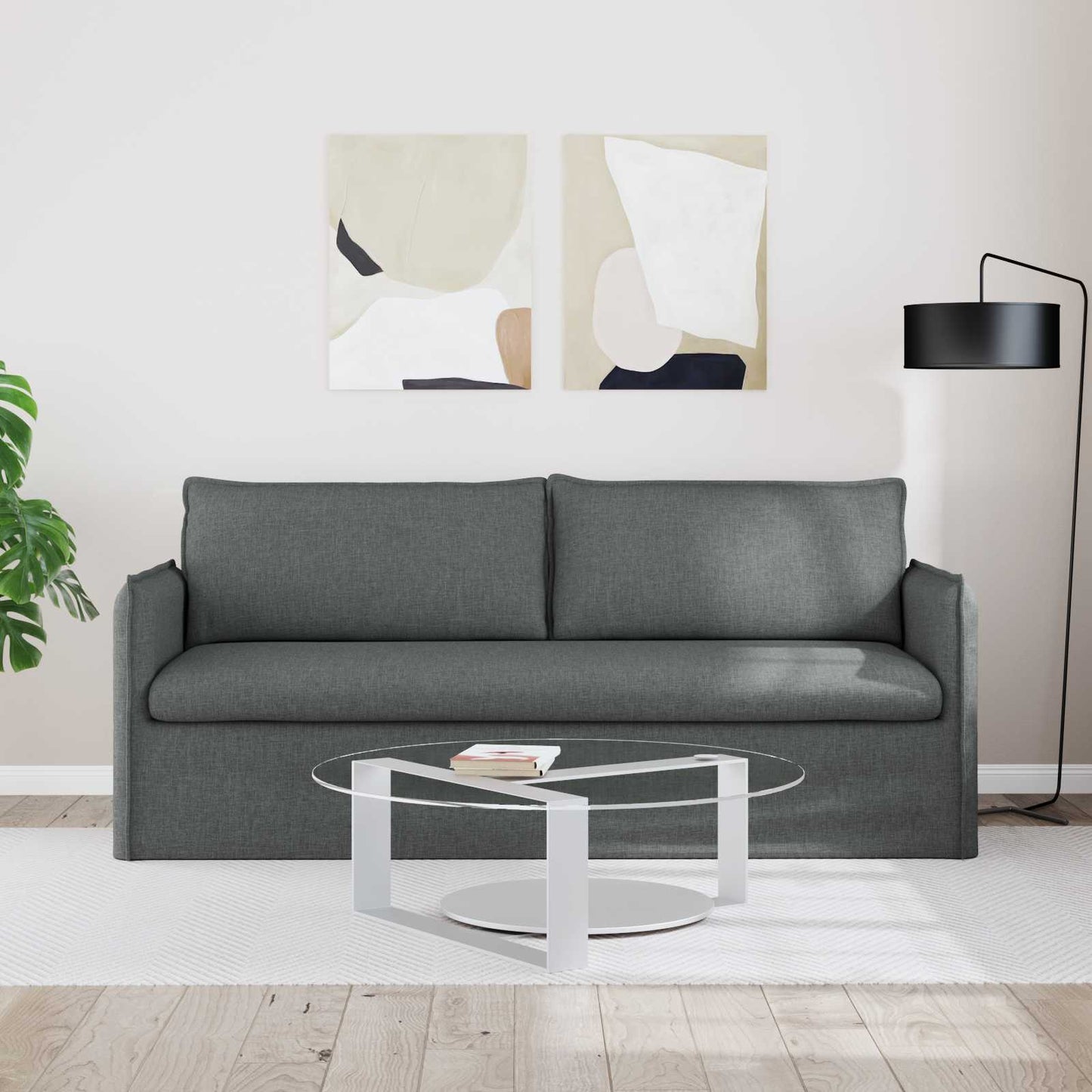 Kanapé Sötétszürke 196 x 82 x 85 cm szövet