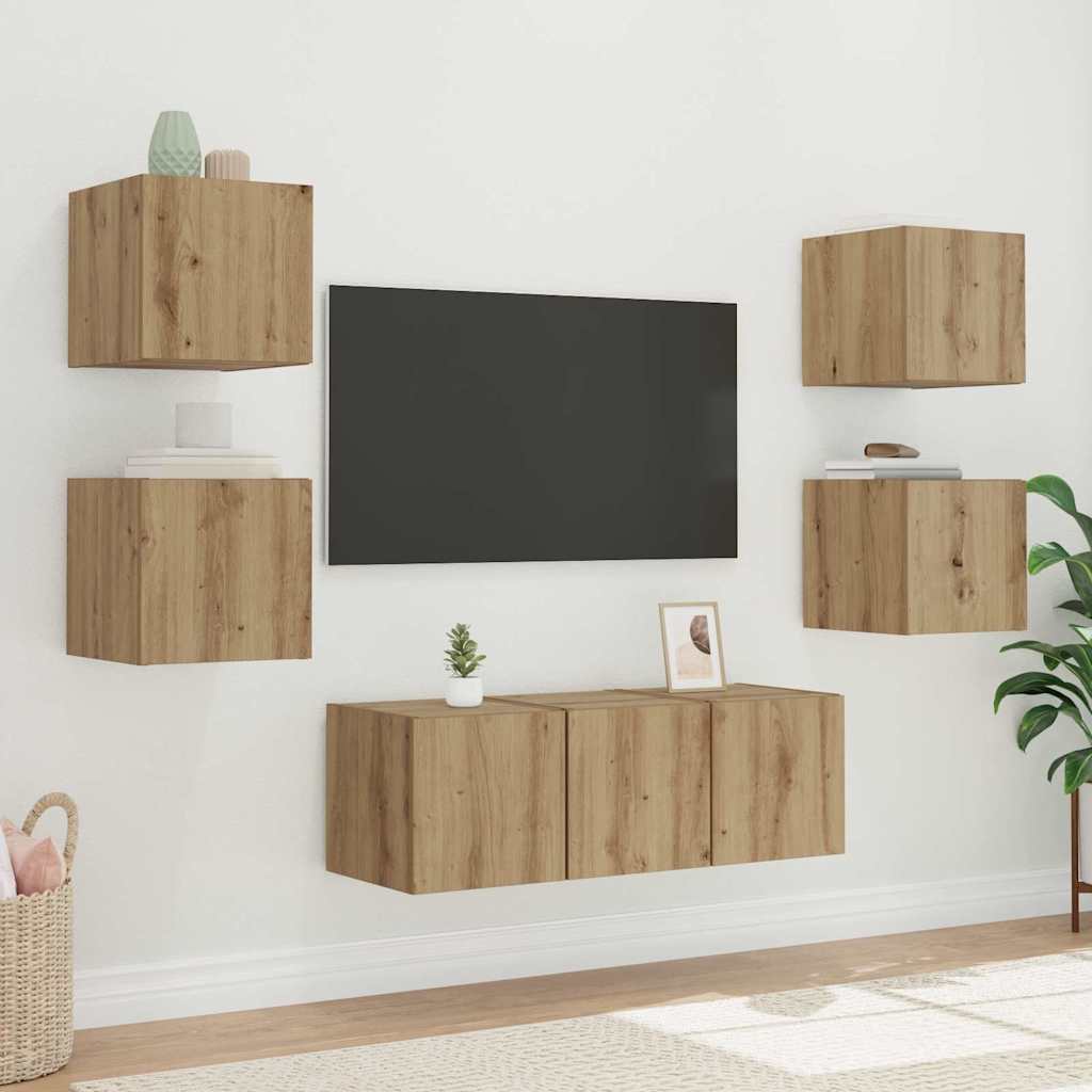 TV Fali Szekrény 30,5 x 35 x 30 cm Művészi tölgy Szerelt Fa